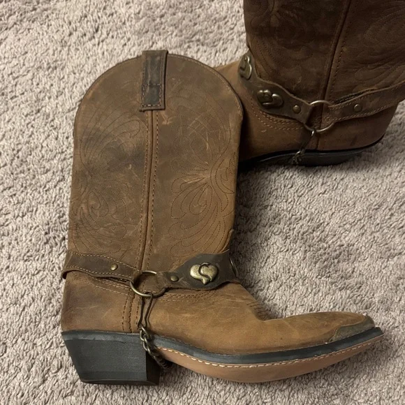 Masterson RB920 Western Leather Rodeo Cowboy Boots Pointed Toe Tips Women's 7 - Picture 6 of 9